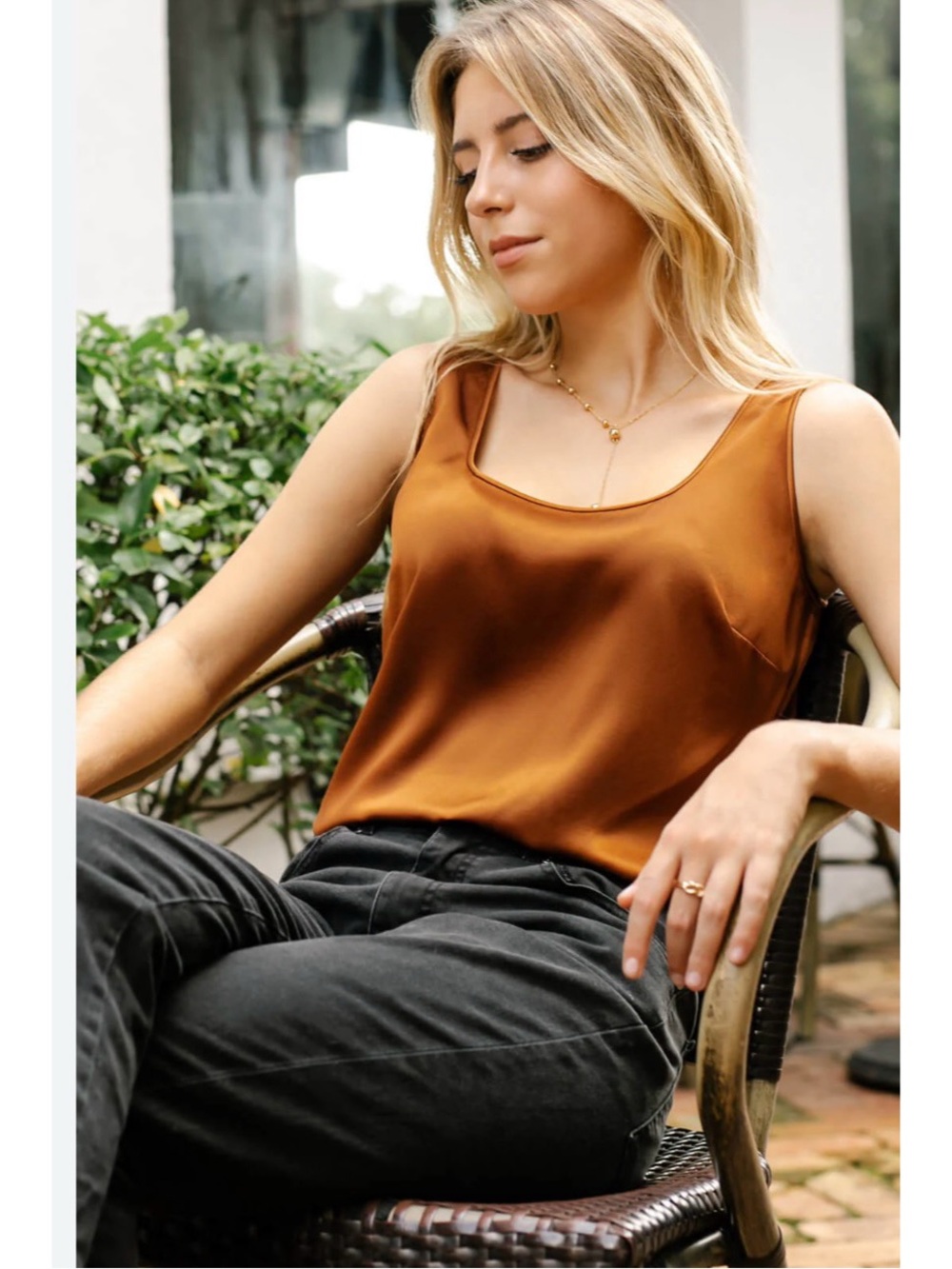 Classic Satin Tank Top in bronze - Women's Top